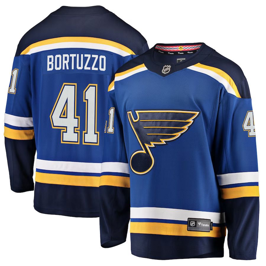 Men St. Louis Blues 41 Robert Bortuzzo Fanatics Branded Blue Breakaway Player NHL Jersey